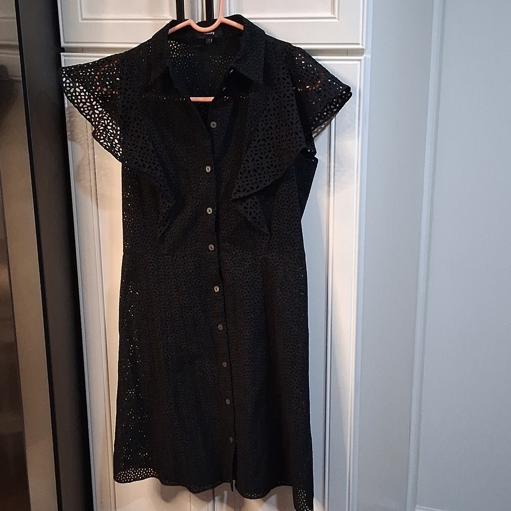 Theory Nova Ruffle Eyelet Dress Size 2 - Picture 2 of 8